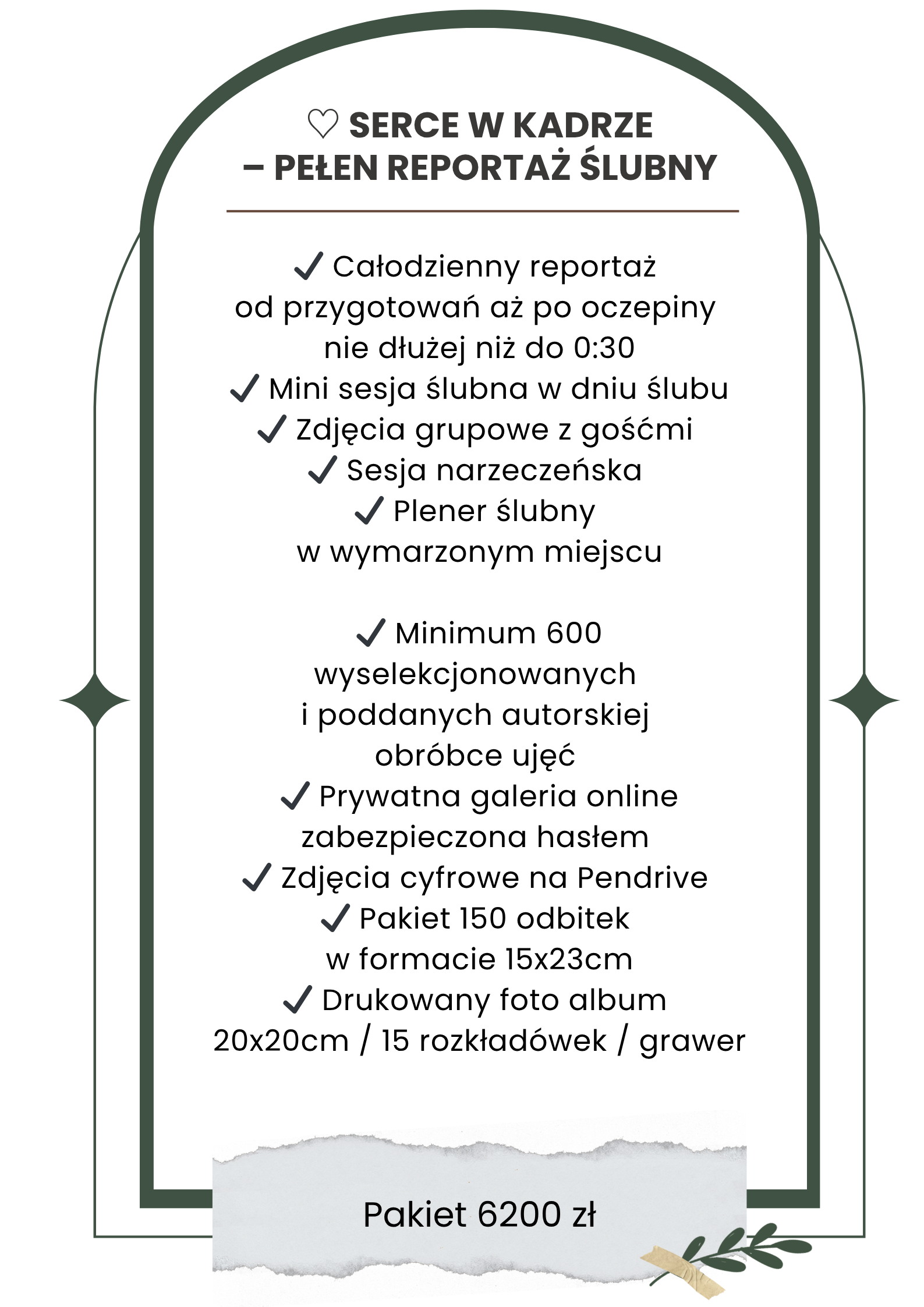 cennik fotografia slubna serce w kadrze